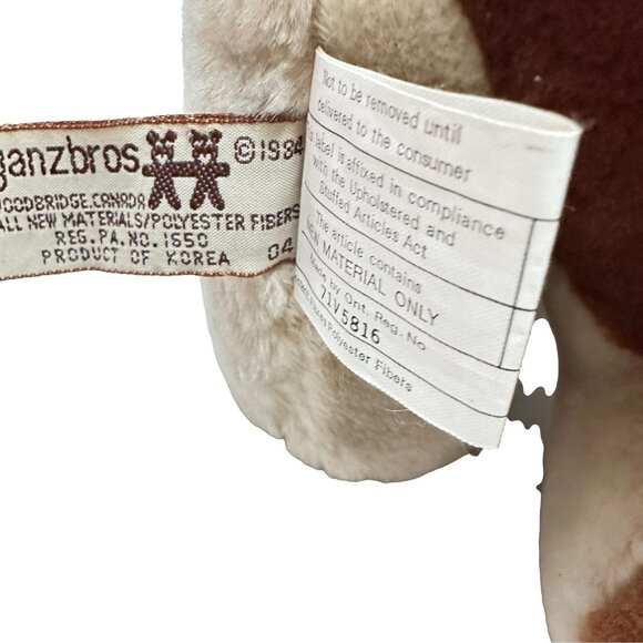 Vintage Wrinkles Ganz Dog Beige Plush Tag 10 in with Bone and Tags 1984 - Picture 6 of 16